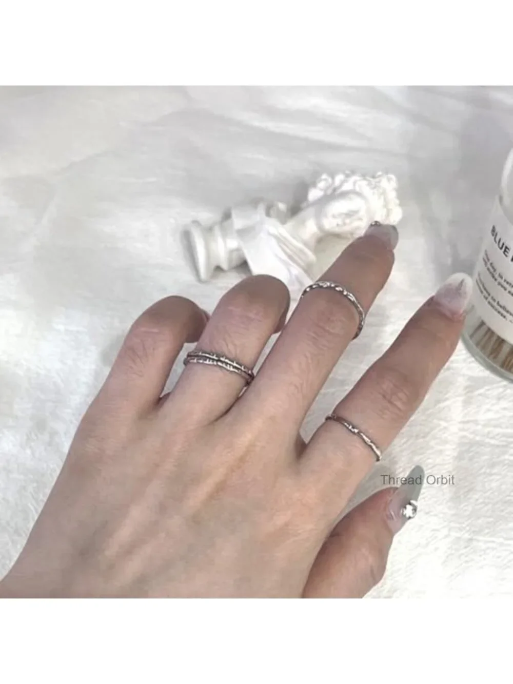 925 Sterling Silver Hammered Thin Knuckle Midi Stacking Ring Set Minimalist